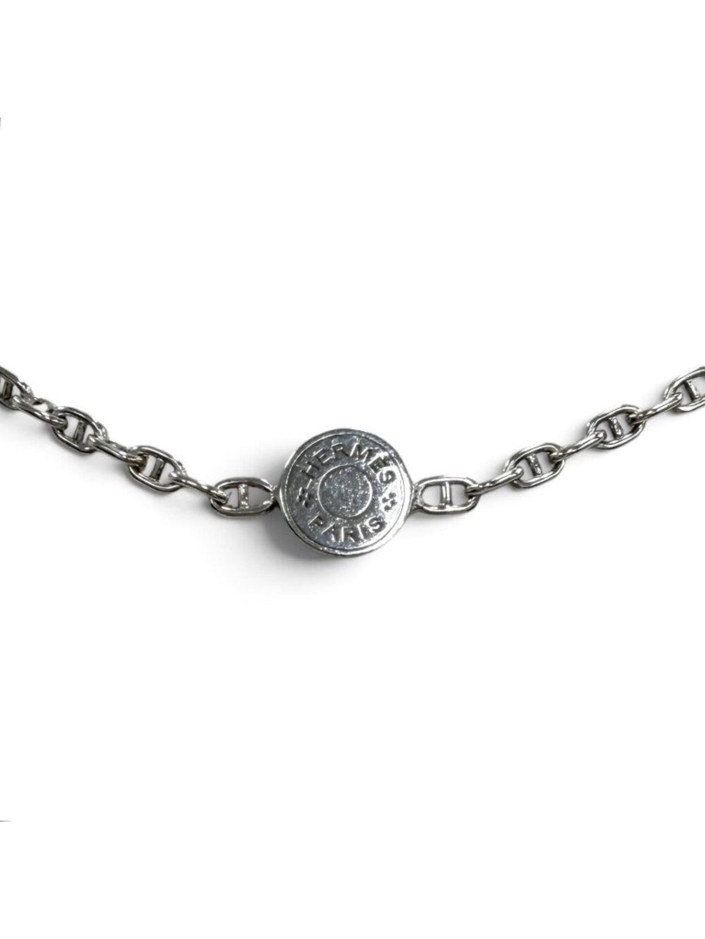 Hermes 925 Chaine D'ancre Mini Sellier Chain Necklace Choker Silver